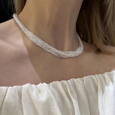 Exaggerated Multi-Layer Texture Metal Necklace Female Niche Design Sense Unique Personality Fashion Neck Chain Collarbone Chain