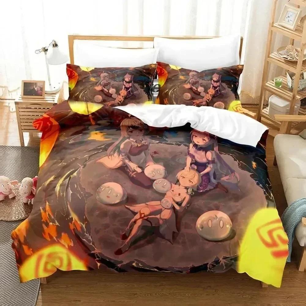 Luxury New 3D Print Anime Genshin Impact Arlecchino Bedding Set Duvet Cover Bed Set Quilt Cover Pillowcase Queen Size Boys Adult