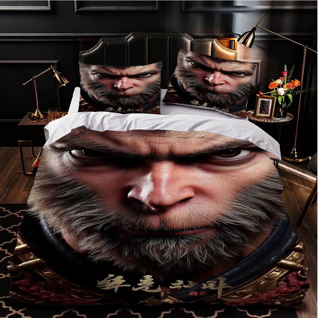 Black Myth Wukong Series Bedding Three-Piece Home Textile 3D Digital Printing