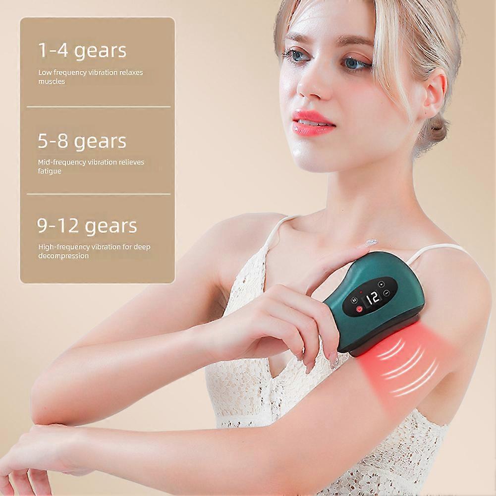 Electric Gua Sha Massager with Red Light Therapy, Heat & Vibration, 12 Heating Hot Compress Massager, Lift Sculpting Tool for Face & Body