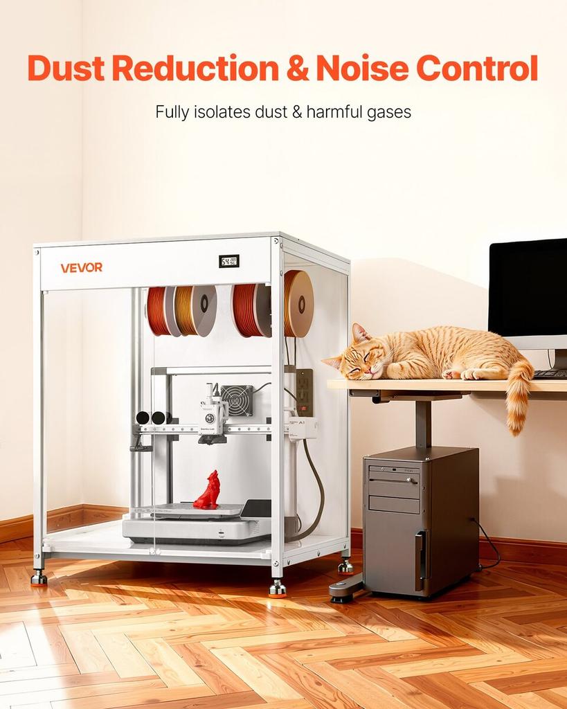 3D-Drucker-Gehäuse mit Belüftung, Staubdicht Wasserdicht Transparentes Acryl 3D-Drucker-Zelt, Konstante Temperatur Schutzhülle mit LED,
