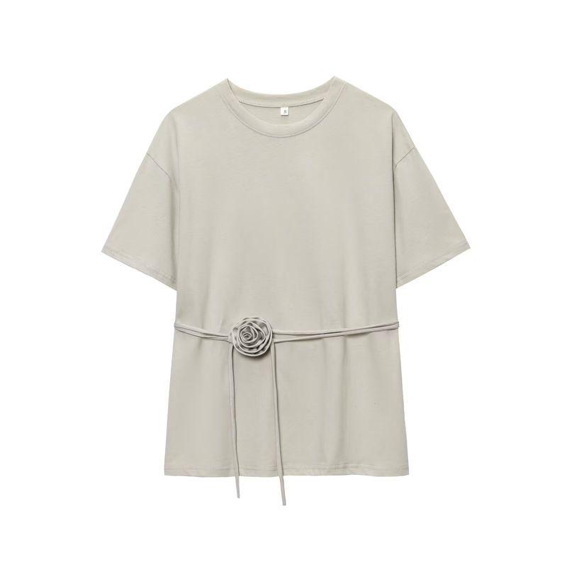 

Jnleaog Autumn New Women s Clothing Fashion Style Stylish Fashion Handmade Rose Decoration T-shirt