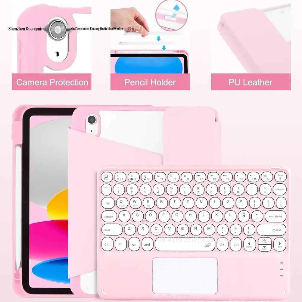 Samsung S10 Lite/S9 FE Tablet Case with 360° Rotating Magnetic Leather Cover and Wireless Bluetooth Keyboard