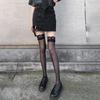 Black Lace Bow Garter Stockings - Over-the-Knee Fishnet for Women