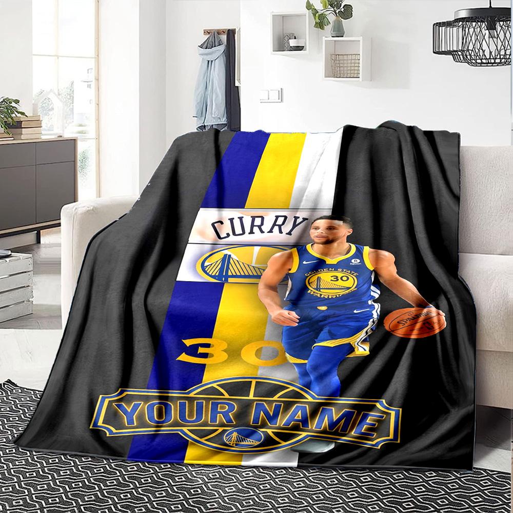 Golden State Curry Customize Text Blanket Throw Personalized Blanket Soft & Cozy Throw For Bedding Home Decor Nap Office Chair All-Season Use