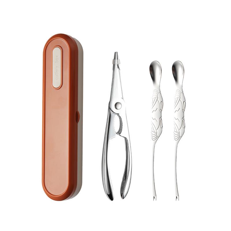 304 Edelstahl Krabben-Essset, tragbares Geschirr, Geschenkbox für Wollhandkrabben, Krabbenschere aus Zinklegierung, Krabbenpiekser