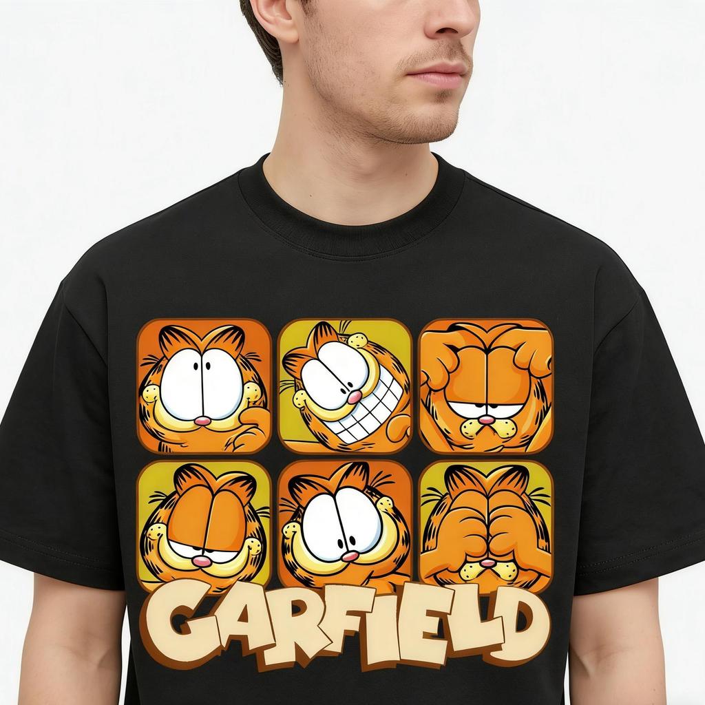 Garfield Meme Trendy T-Shirt! American Retro Loose-Fitting Short Sleeve, Unisex, Oversize Couple Tee