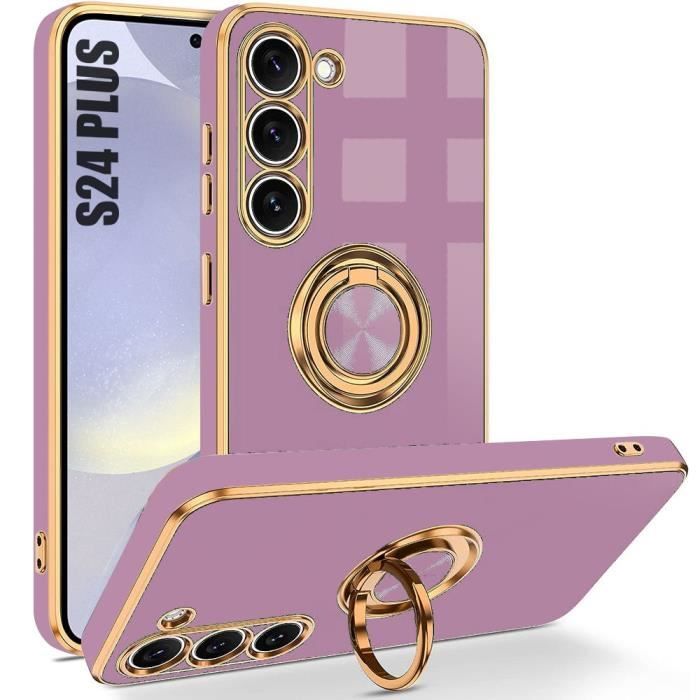 Coque - Samsung - Galaxy S24 Plus - Protection Silicone Antichoc - Anneau Support - Violet