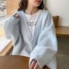 Autumn and Winter Women's Sweater Solid Color Lazy Wind Loose Knit Long-sleeved Cardigan Jacket