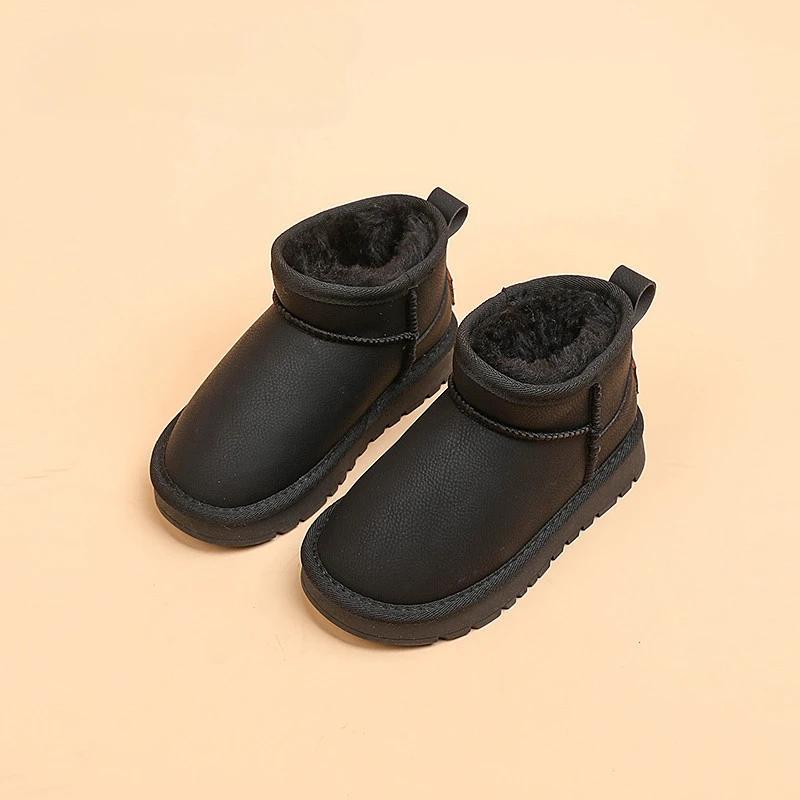 Children's Shoes Snow Boots Unisex Winter Boys Thick Plush Shoes Solid Girls Warm Shoes Kids Short Boots Student H07092
