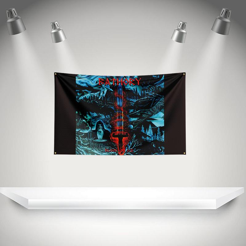 B-Bathorys Flag Rock Music Band Banner HD Printing Tapestry Exhibition, Music Band Fans, Garage Decor