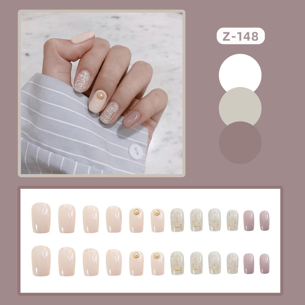 24Pcs Frosted Smoky Black Ripple Fake Nails Full Coverage Removable Press On Nails Finished Nail Stickers