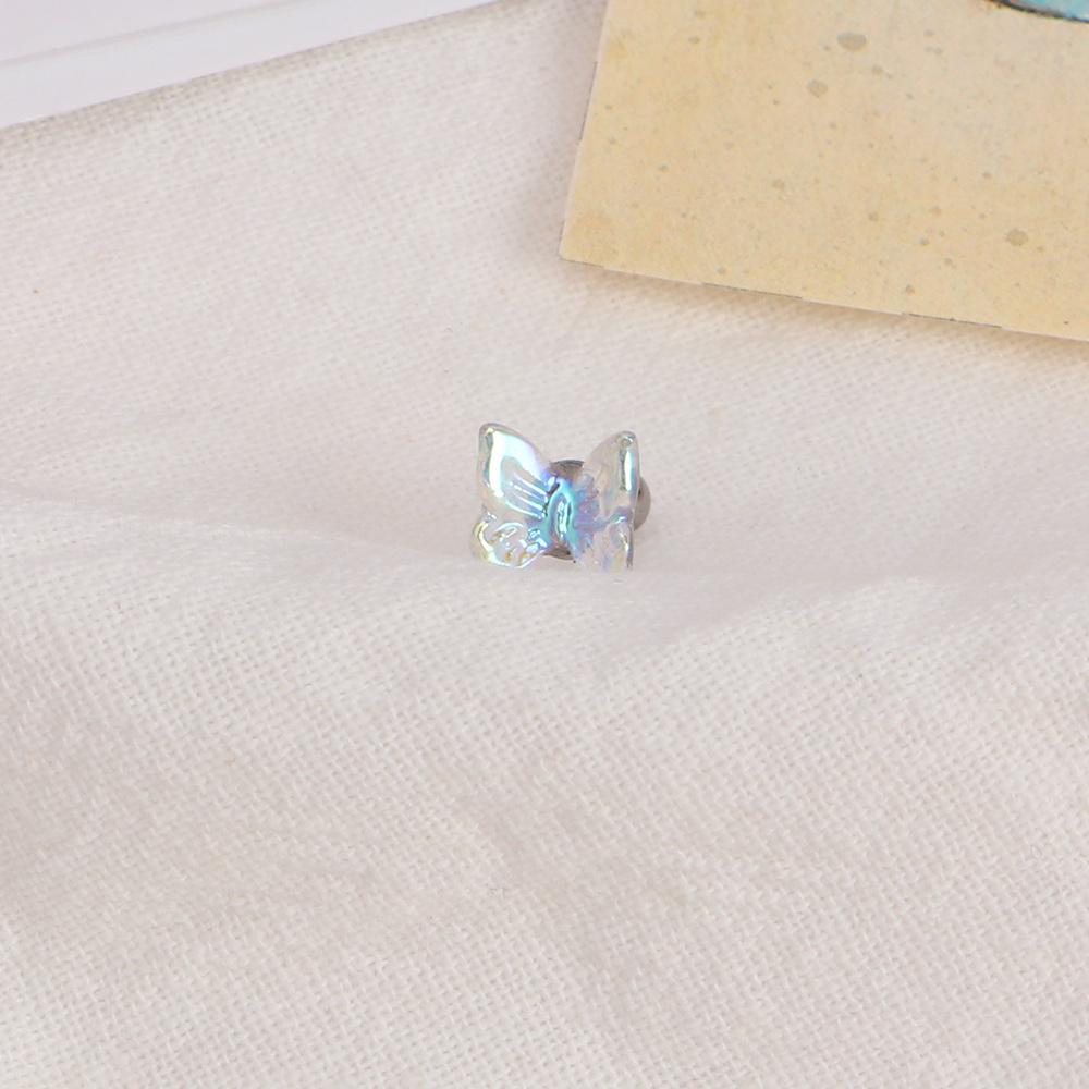 Geometric Transparent Women Titanium Steel Rainbow Stud Earrings Tragus Earrings Butterfly