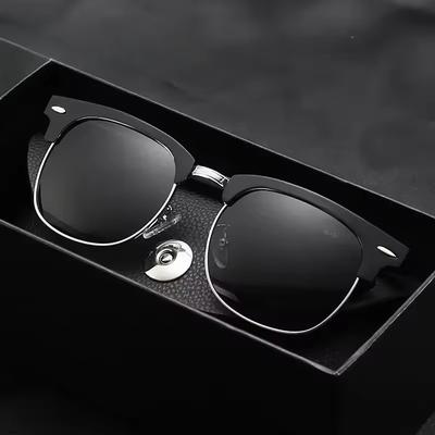 Non-polarized Classic Half Frame Sunglasses Men Women Fashion Rivet Eyewear Metal
