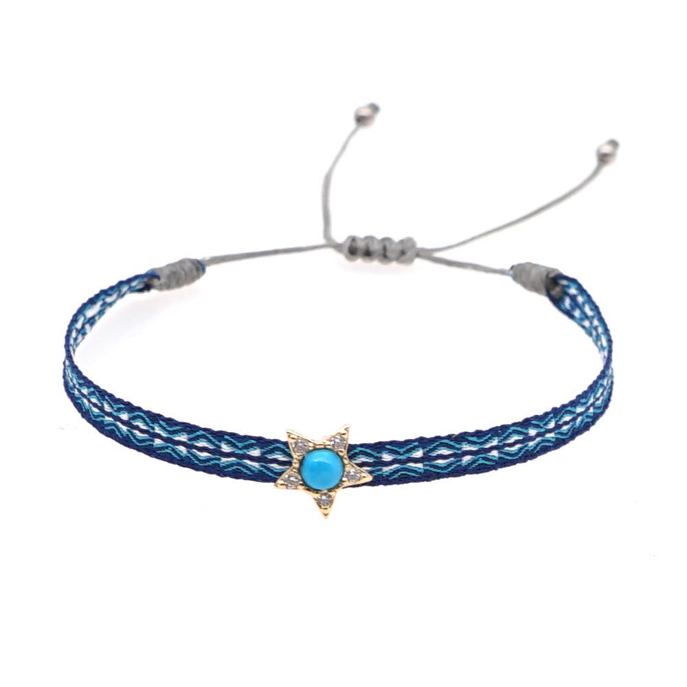 Retro Pattern Bohemian Spanish Court Hand-Woven Bracelet with Micro-Inlay