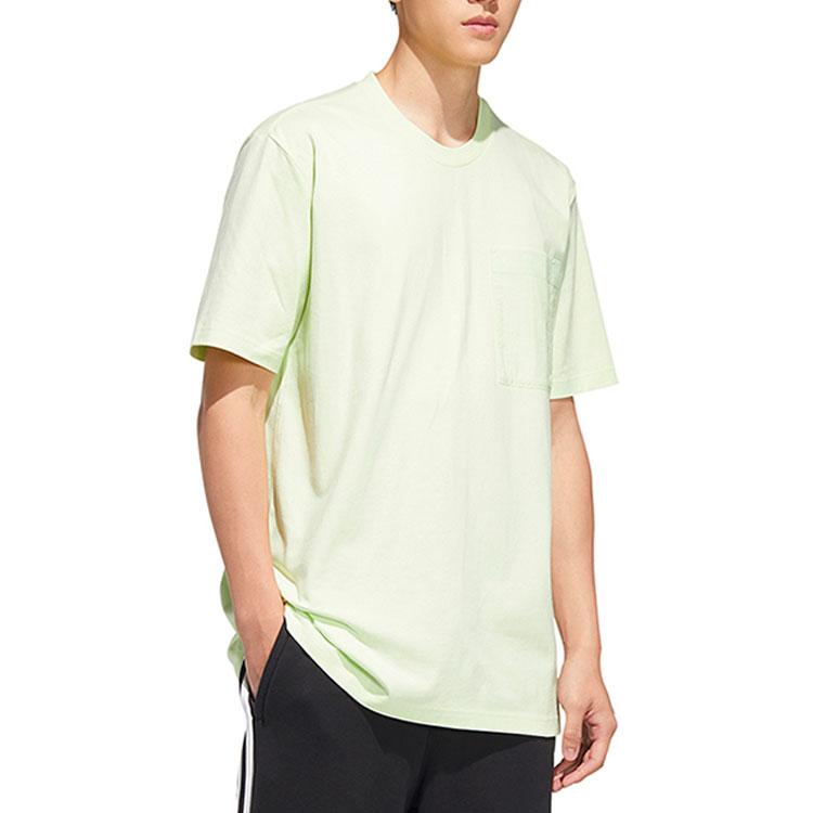 Adidas Originals Pure Color Pocket Casual Round Neck Short Sleeve T-Shirt Men Tops Green HM8009