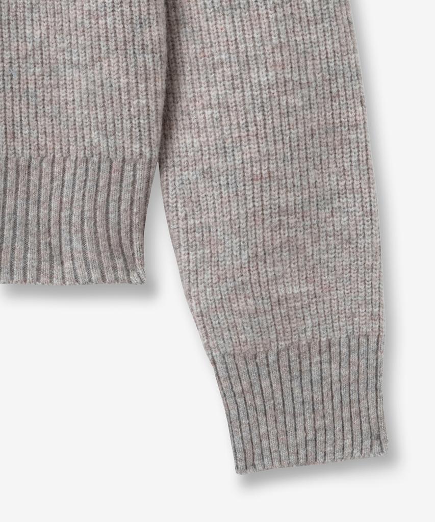 BLOND9 Volume Half Zip Rib Knit Top_Light Gray