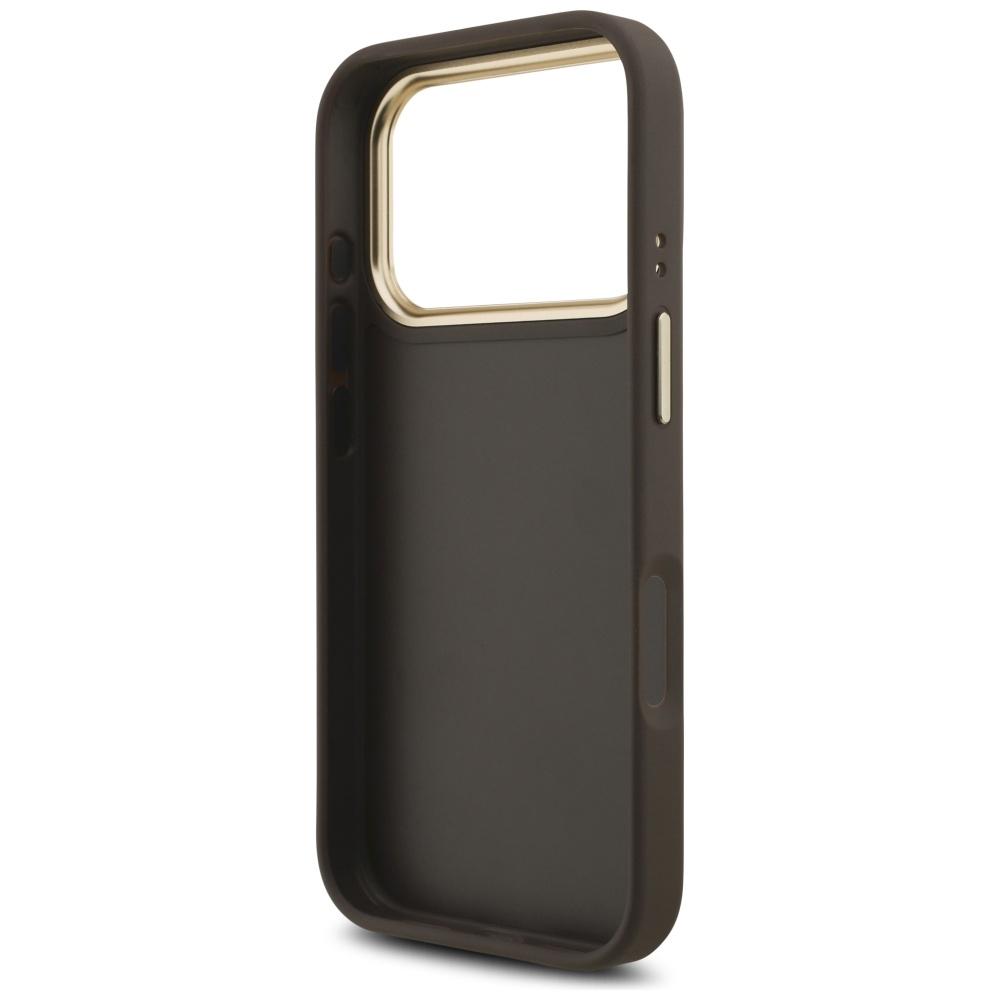 Guess 4G Big 4G Classic Logo BigStrap Metal Buttons Case for iPhone 17 Pro Brown