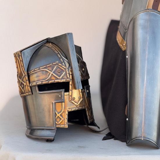 Moria Dwarf Dwarven Steel Knight Armor Suit Full Body Armor With Cuirass,Pauldrons,Bracers,Greaves,Helmet Cosplay  Larp LOTR Full Body Ar