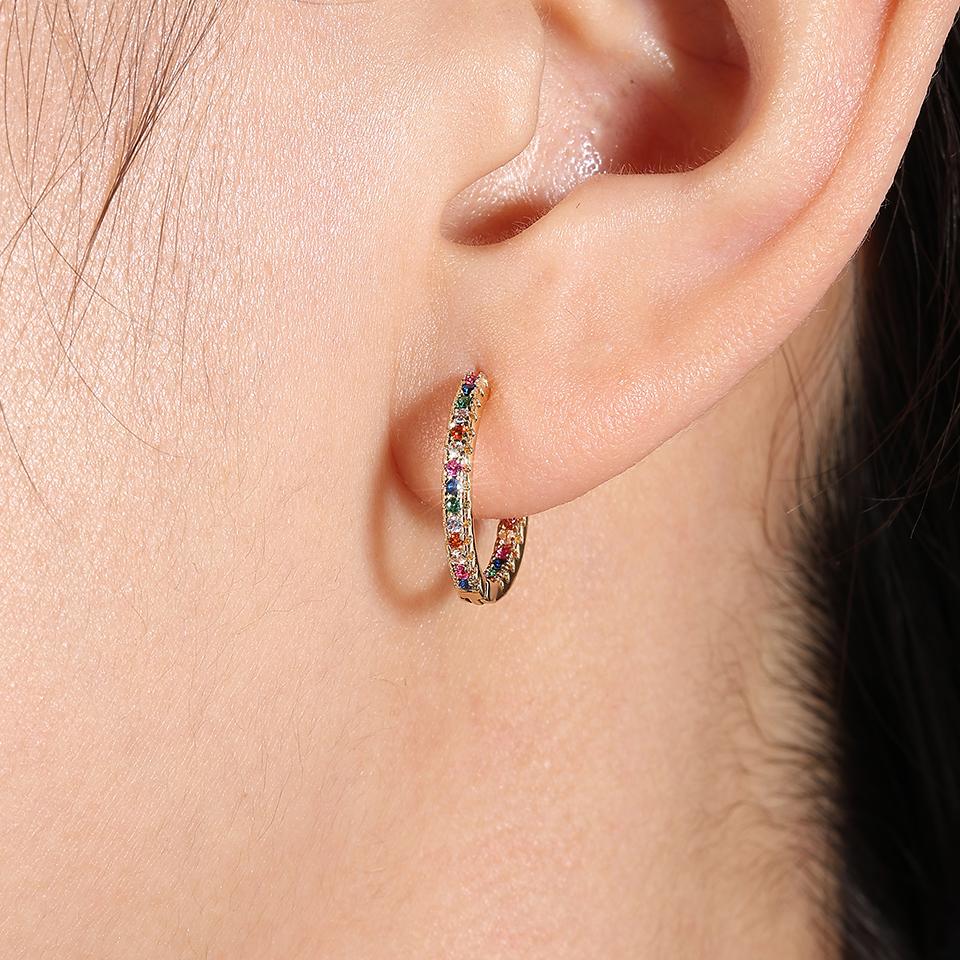 Trendy Gold Color Cubic Zirconia Round Copper Earrings For Women Metal Crystal Earring Party Everyday Zircon