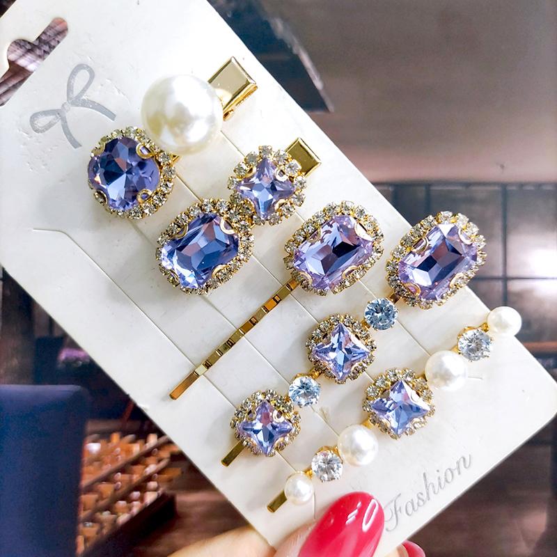 Neues Set Damen Haarspangen Schmuck Mode Kristall Haaraccessoires für Mädchen Luxus Perle Geometrische Haarspangen Nadeln Weihnachtsgeschenk