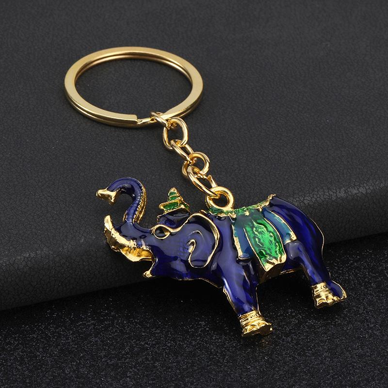 

Vintage Colorful Elephant Keychain Creative Cute Animal Bag Car Key Ring For Men Women Gift синій