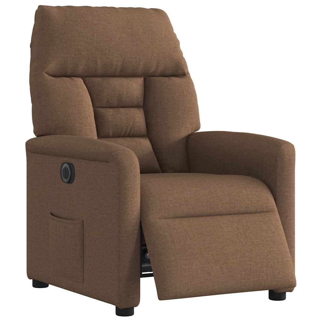 Vidaxl Electric Recliner Armchair, Brown, Fabric Upholstered