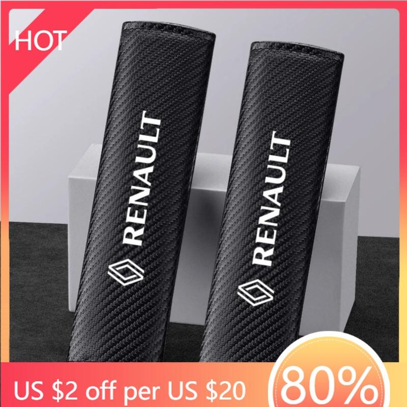 Hub Caps 2Pcs Car Seat Belt Shoulder Covers Carbon Fiber Safety Belt For Renault Megane 2 3 Twingo Clio Talisman Captur Sandero 