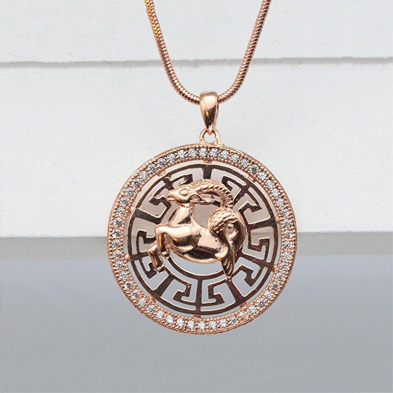 Purple Gold-Plated Rose Gold 18K Leo Pendant Twelve Constellations Classic