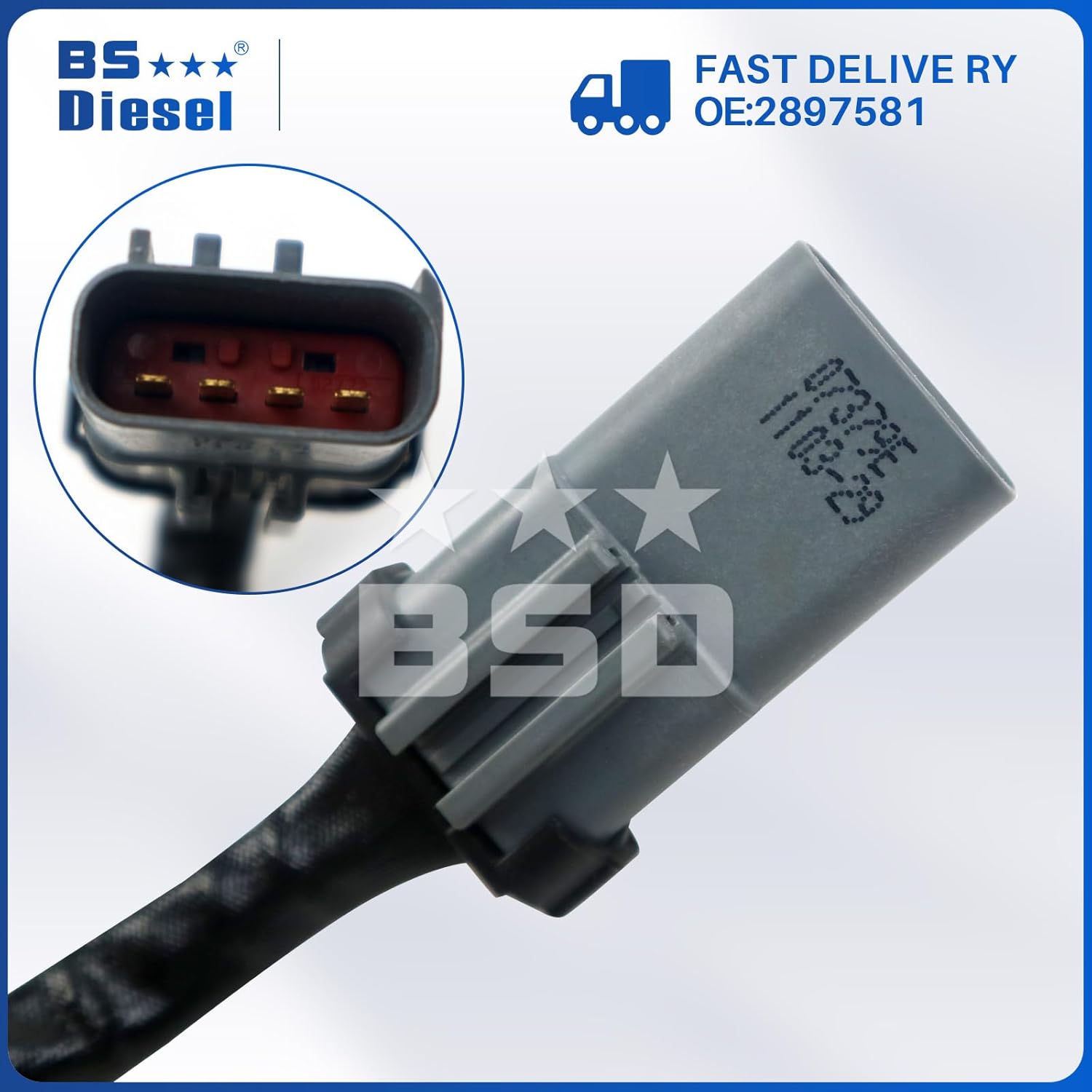 

2897581 Common Rail Fuel Pressure Sensor 5PP5-7 Applicable for Peterbilt,International Harvester of Cummins Engine ISX12,ISX15 with Connector Plug