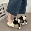 Fashion cartoon three-dimensional Mickey fluffy slippers women's 2025 autumn and winter new outer wear warm half-towed cotton slippers