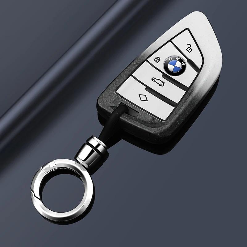 BAGD7 Car Sticker Car Key Fob Ring Chain Cover Case For BMW 530i 540i 550e 750e 740i 760i X1 X2 X5 X6 X7 M5 iX1 iX2 iX XM I5 I7 2024 2