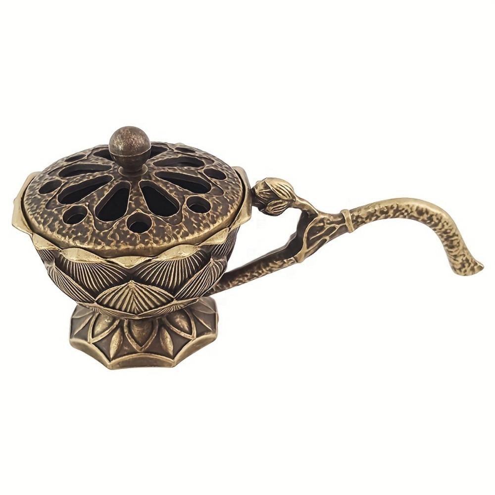 

Курильница Zen Lotus с крышкой, 1 шт. — идеально подходит для студии йоги, домашнего декора и Рождества — включает в себя благовония из сандалового дерева и линейные благовония бронзовый