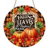 2D Flat, 1pc Round Aluminum Festive Fall Leaves & Pumpkins Wall Sign, Vintage Aluminium Decor for Home, Kitchen, Office, Garden, Garage, Christmas