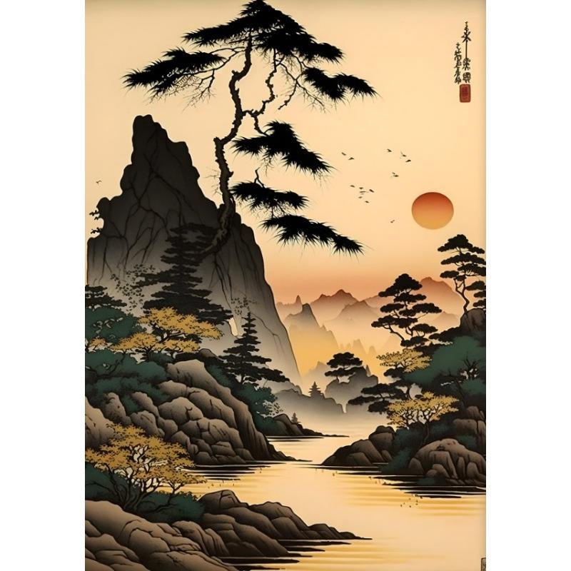 

Ретро японская вишня цветение сакура храм пейзаж постер холст картина настенное искусство картина современный декор для комнаты дома Cuadros 21cm×30cm NoFrame