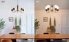 Chende Pendant Light Chandelier Retro Wood Brass LED Compatible 5 Lights Nordic Interior Ceiling Light Fixture Stylish Classic Antique Dining Room