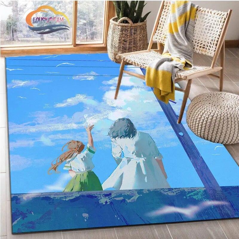 Latest Animated Suzume Anime Carpet 3D Printing Decorative Floor Mat for Children and Girls Living Room Bedroom Sofa Area Rug