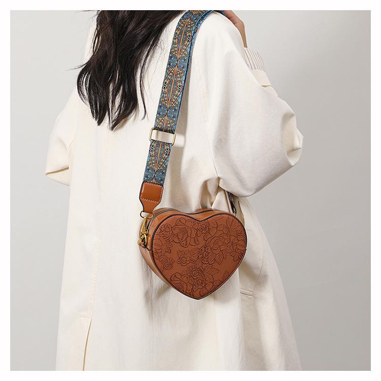 Portamonete Retro Leggero da Donna Pacchi Carino a Forma di Cuore Ecopelle Borsa a Tracolla con Cinturino Regolabile Cartella a Spalla Zaino per Donne