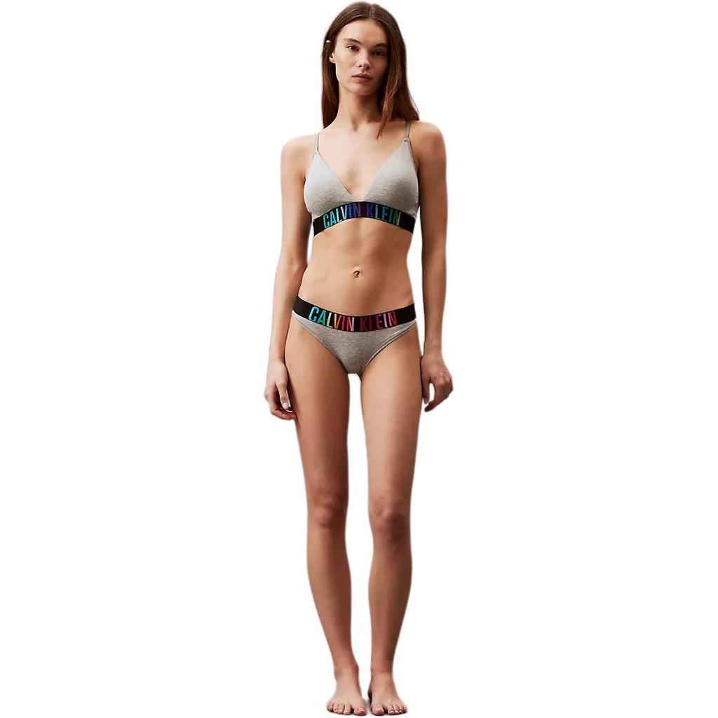 Calvin Klein Intense Power Pride Series Rainbow Logo Print Triangle Cup Underwear Set Women underwear Gray QF7830-050+QF7835-050