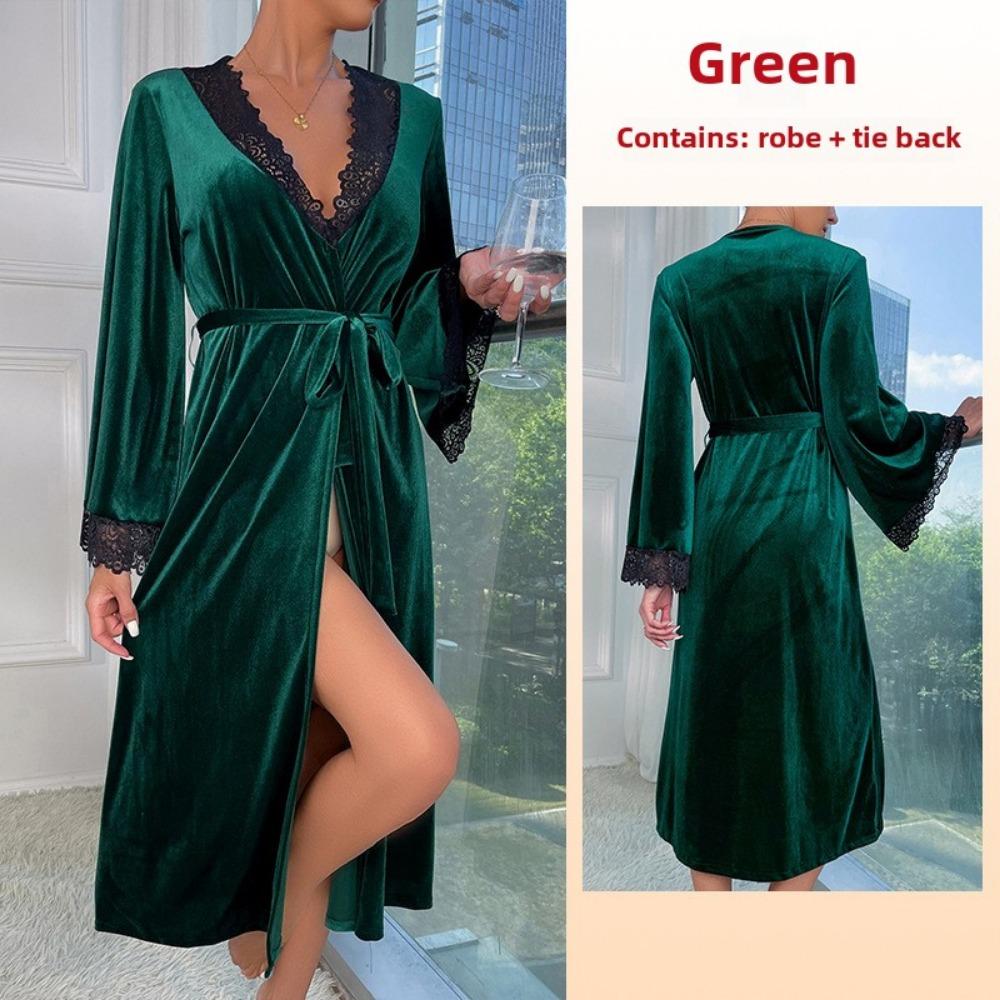 

Жіночий довгий оксамитовий халат, сексуальна нічна сорочка, гарячий розпродаж одягу для відпочинку L