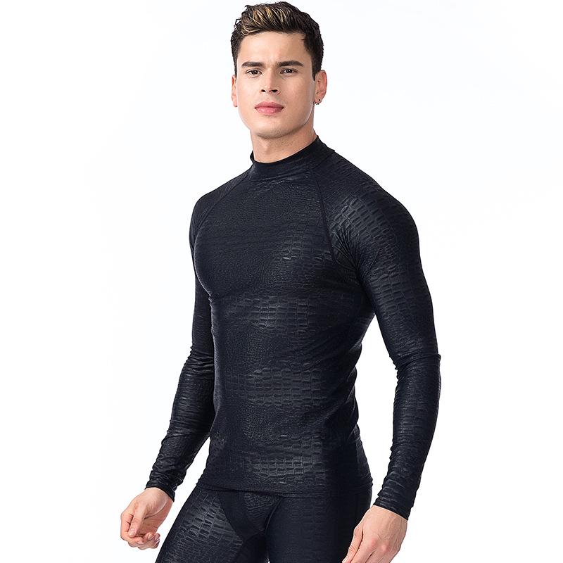 Long Sleeve Rash Guard Men Swimwear Shirts Sun Protective Lycra Surf Wetsuit Tops Snorkel Swimming Windsurfing Rashguard