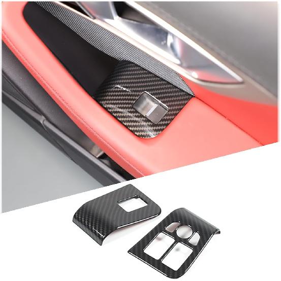 

Daeiclru Interior Window Glass Lift Switch Button Cover Compatible with Jaguar F-Type 2013-2024, ABS Window Lift Switch Panel Decoration Frame Trim Carbon Fiber Pattern