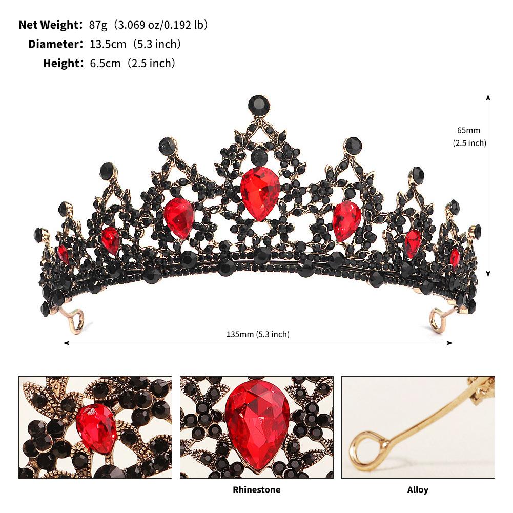 

Red Luxury Bridal Wedding Crown Handmade Rhinestone Elegant Tiara Halloween Red Collection Hairbands Headpieces Accessories NONE