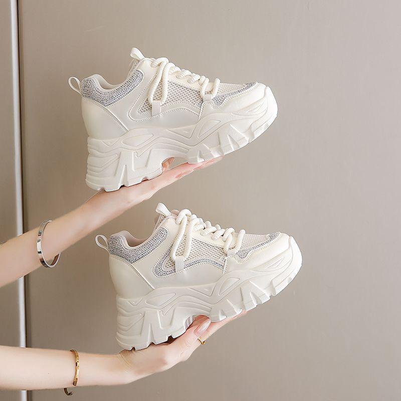 Fashion 2025 Autumn New Mesh Breathable Dad Women's Thick-soled Heightening Sneakers Womens Fashion Versatile Vulcanized Shoes Women