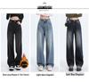 Autumn/Winter 2025 Women’s Fleece Jeans: Loose, High-Waisted, Wide-Leg, Floor-Length, Retro Slimming Pants