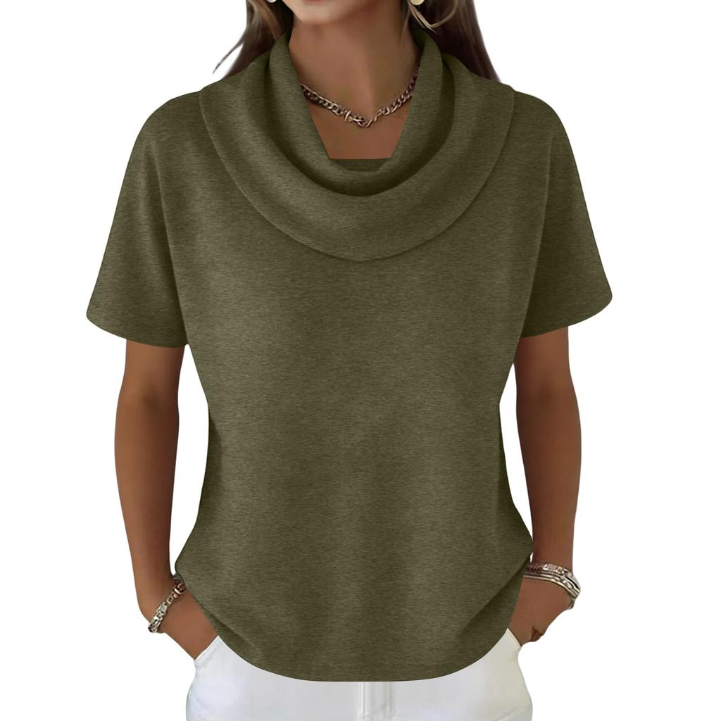 Women's Casual And Fashionable Round Neck Short Sleeved Color Top Sweater
