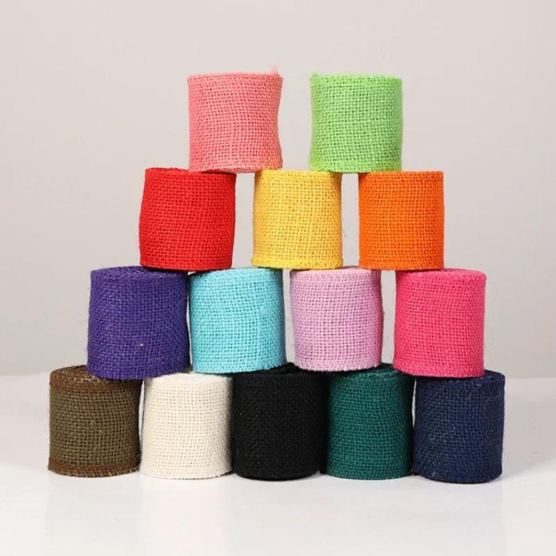 Wholesale 6.0 Width DIY Craft Supplies for Christmas Decoration - Colorful Burlap Roll and Twine Ribbon 2m
