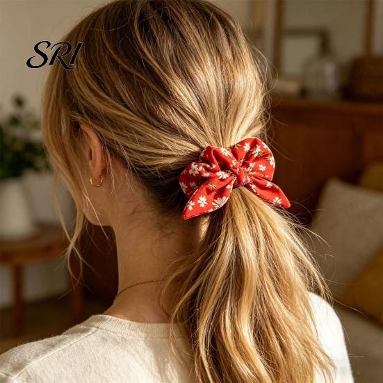 Goma para coleta Goma para el pelo Estampado floral Decoración de orejas de conejo Cuerda Accesorio apto para personas con discapacidad Alta elasticidad Moño Peinados semirecogidos