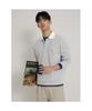Binpolmen Collared Contrast Long Sleeve T-Shirt Light Gray