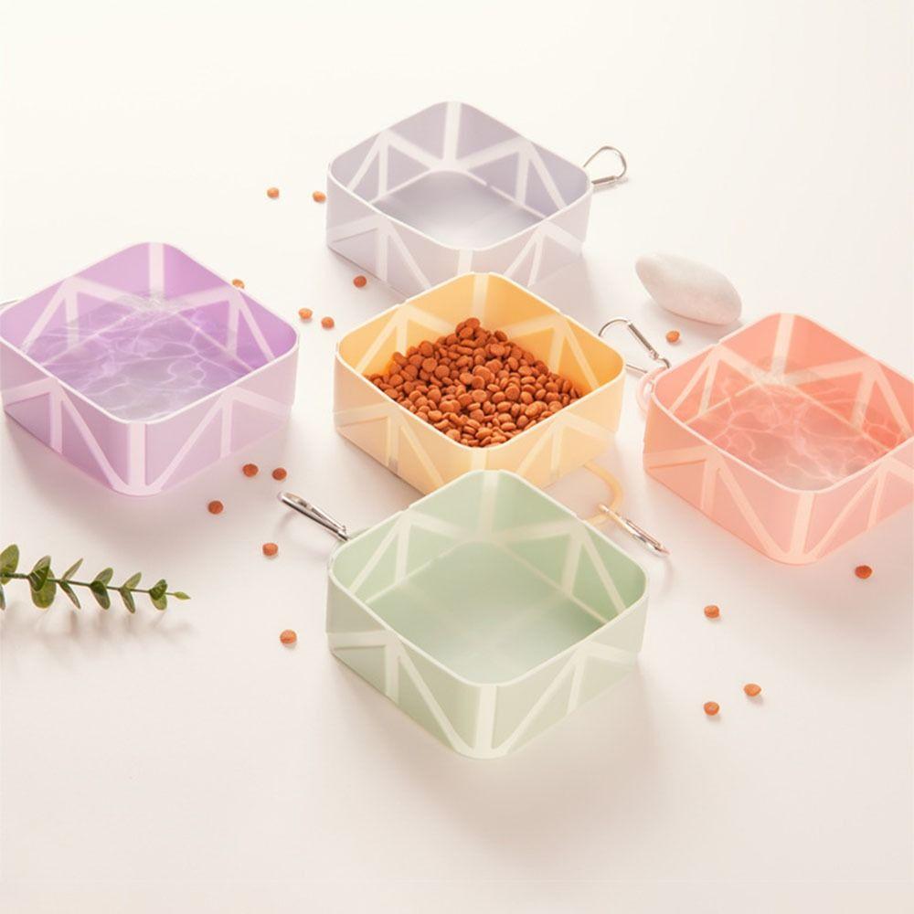 with Carabiner Portable Dog Feeder Food Grade Silicone Dog Dish Soft Folding Pet Bowl  Water